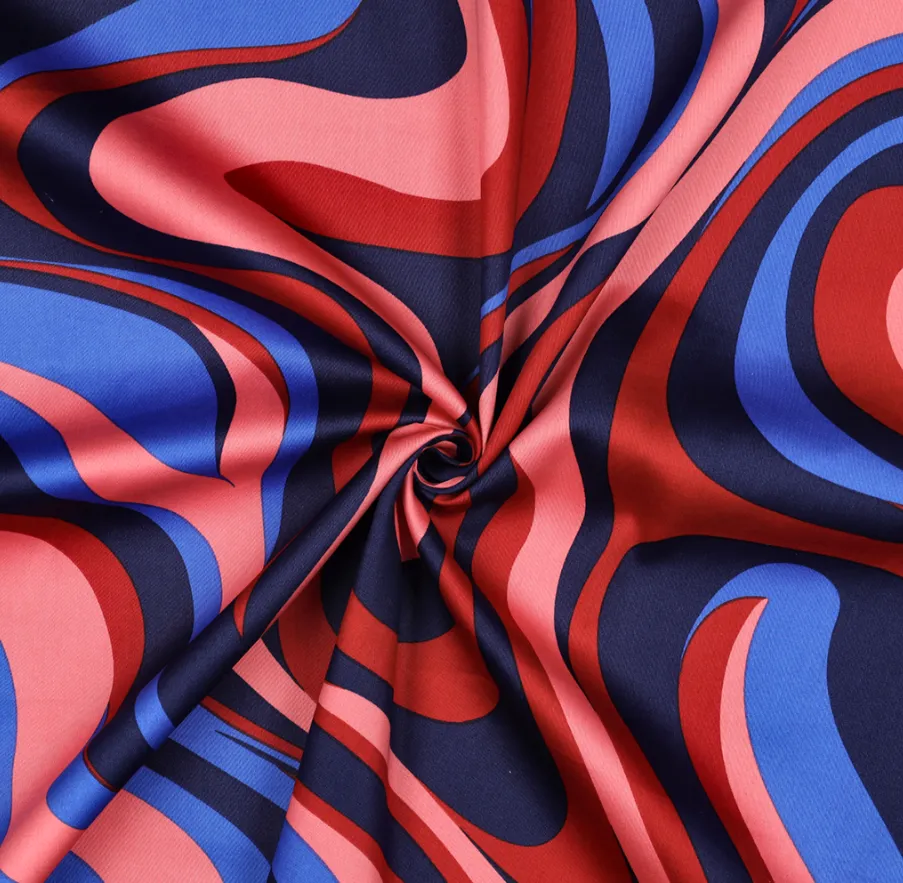 Katoen satijn abstract patroon  -  Poppy meets Pommé